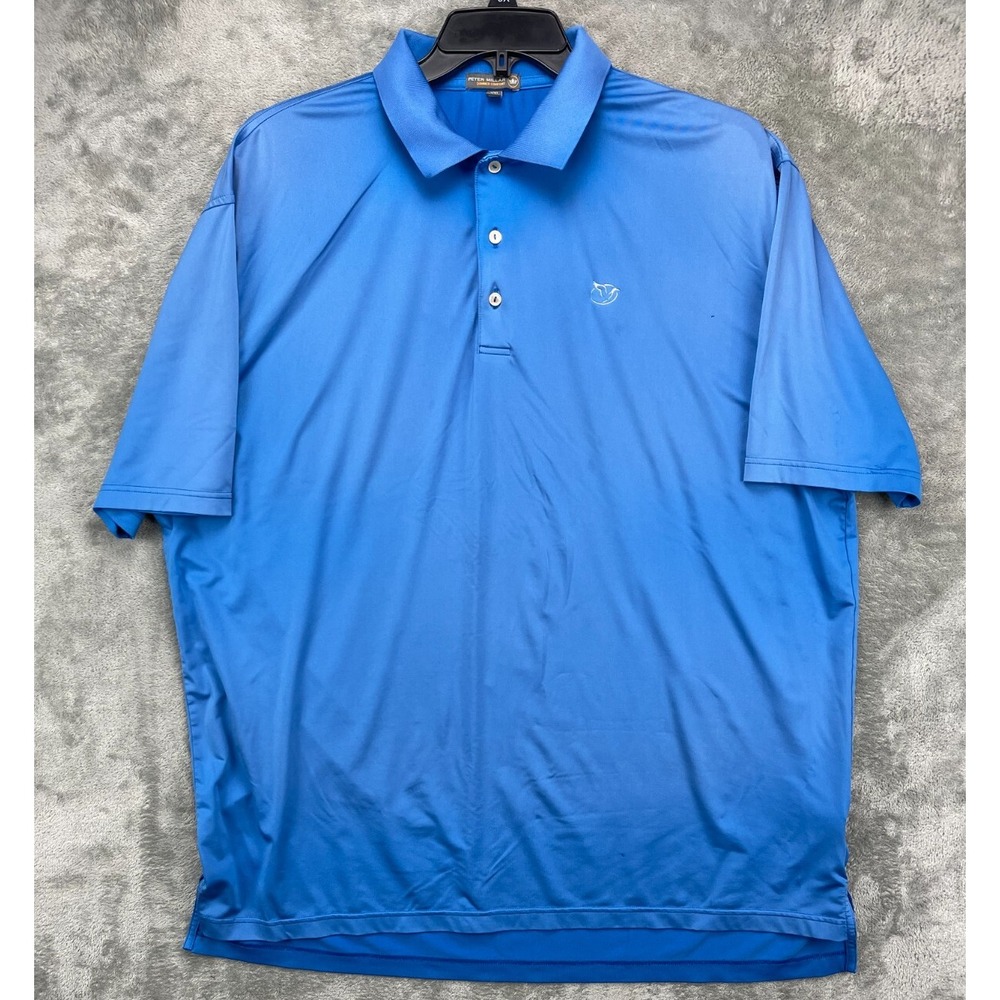 Peter Millar Men's Summer Comfort Polo Shirt XXL Blue Performance Golf